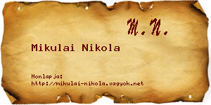 Mikulai Nikola névjegykártya